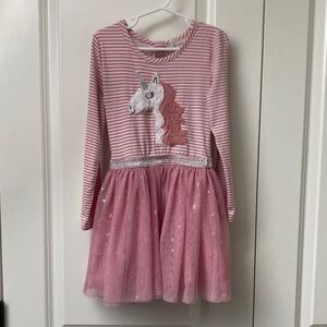 btween Unicorn Pink and White tutu Striped Dress